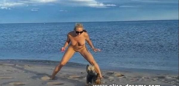  Nasty blonde slut on the beach